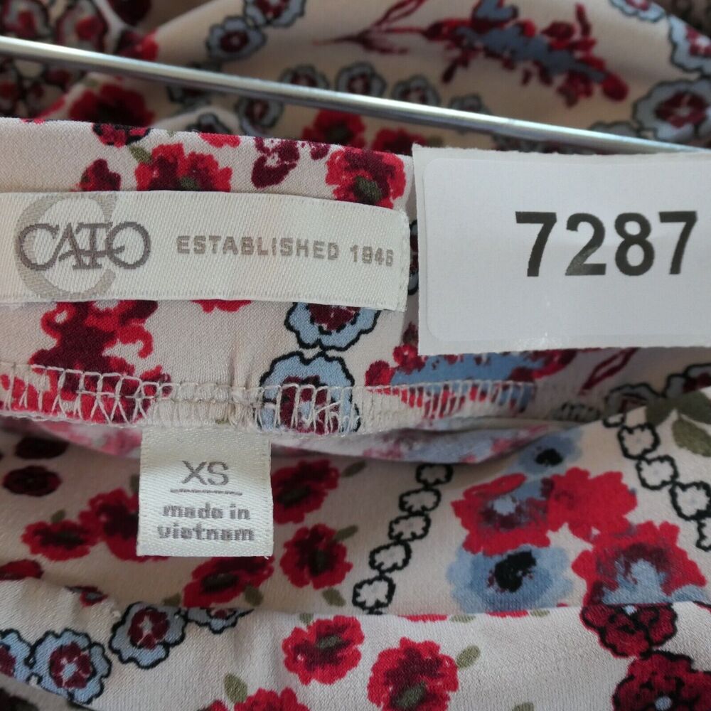 Cato Maxi Skirt Womens XS Red Ivory Floral Stretch Slinky Travel Pull On Boho - Picture 9 of 11